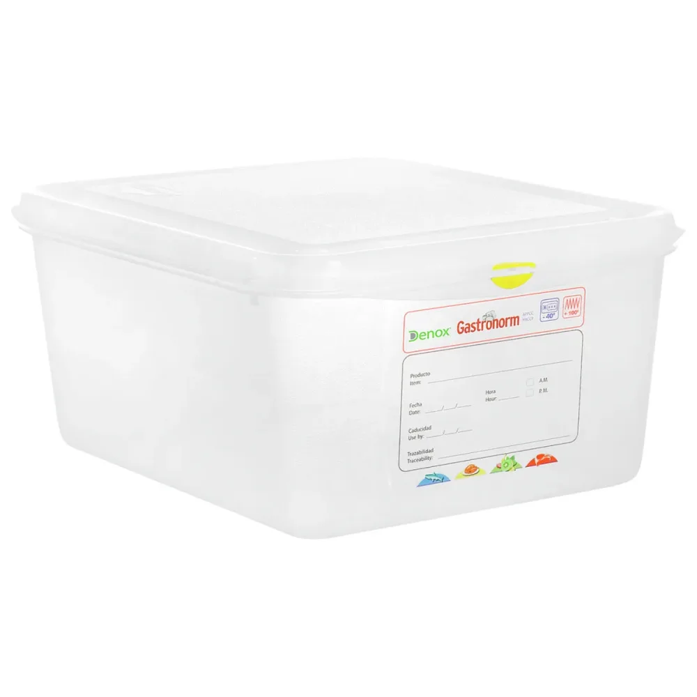 Denox GN-Kunststoffbehälter Dena 1/2; GN 1/2, 10000 ml, 32.5x26.5x15 cm (LxBxT); transparent; 6 Stück / Pack