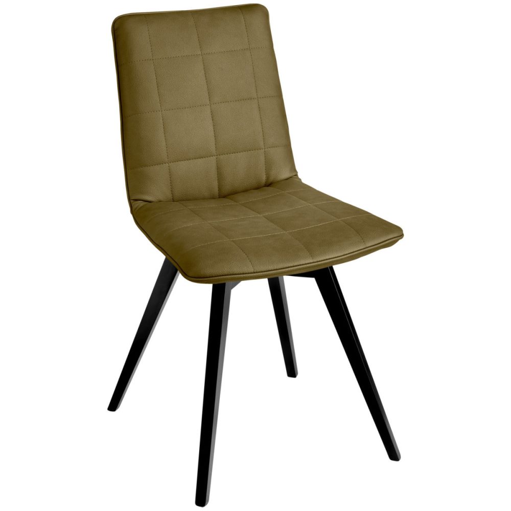 VEGA Schalenstuhl  Milaria Kunstleder, Gestell Holz; 60x51x88.5 cm (BxTxH); Sitz oliv, Gestell schwarz; 2 Set / Pack