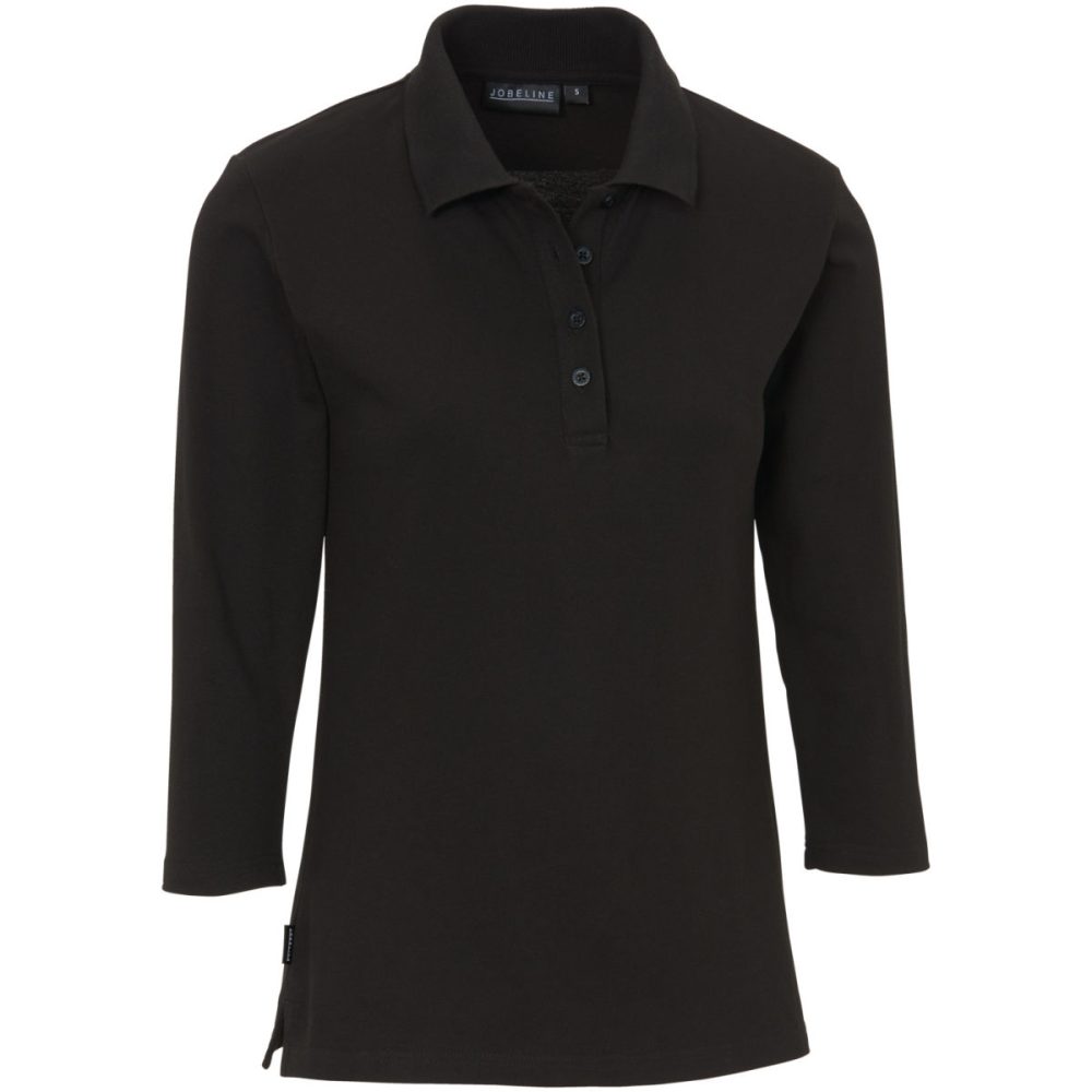 JOBELINE Damen-Polo Cato dreiviertelarm; Kleidergrösse 2XL; schwarz