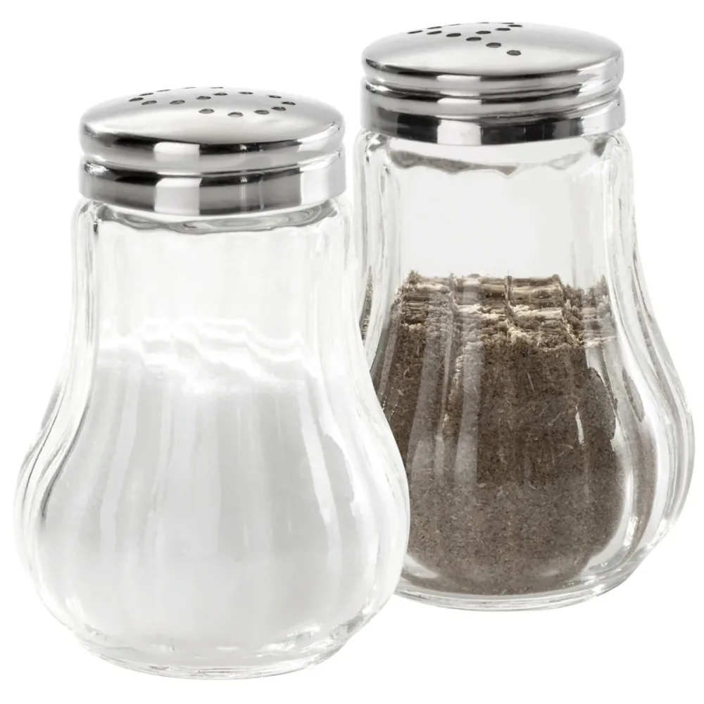 PULSIVA Salz-/Pfefferstreuer Cordes; 50 ml, 4.5x6.5 cm (ØxH); silber/transparent; 4 Set / Pack