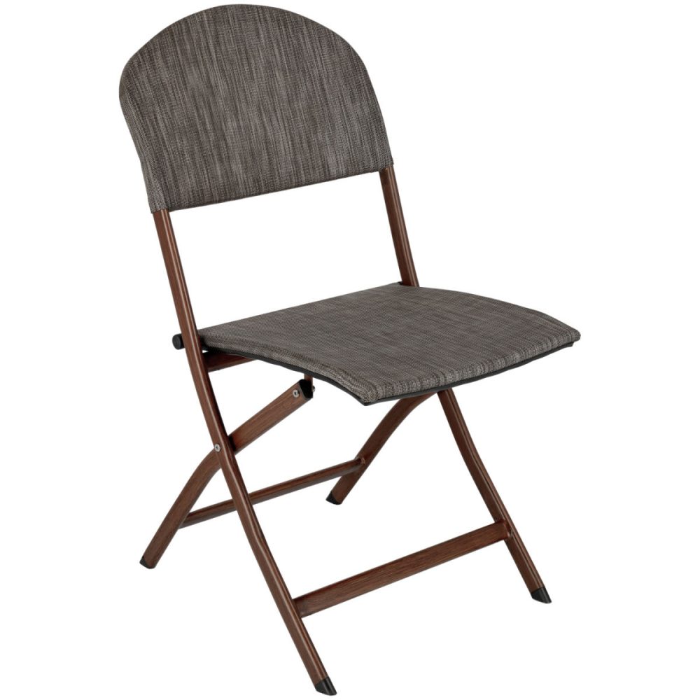PULSIVA Outdoor Bistrostuhl Romalia; 45x59x86 cm (BxTxH); Sitz grau meliert, Gestell braun; 4 Stück / Pack
