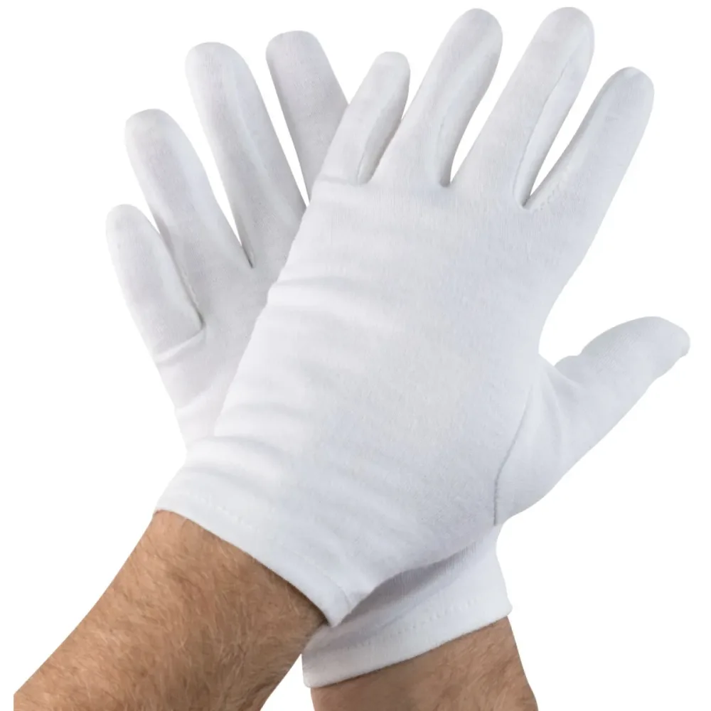 Hygostar Baumwoll-Handschuh Blanc; Kleidergrösse L, 25 cm (L); weiss; 12 Paar / Pack
