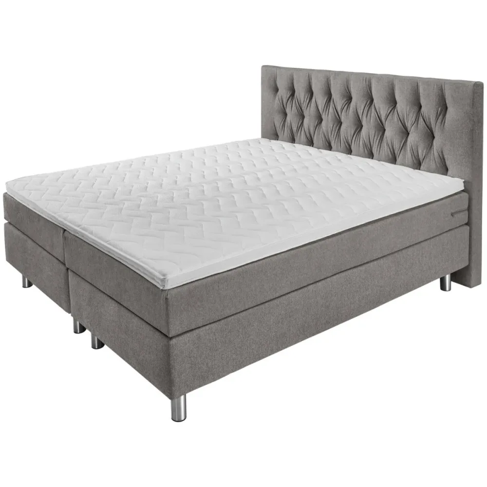 VEGA Boxspringbett Premium Möbelstoff, Rückenteil Chesterfield; 180x200x69 cm (BxLxH); taupe; H3-fest
