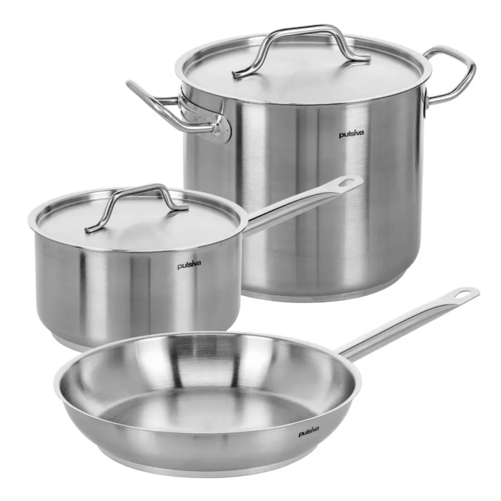 PULSIVA Topf-/Pfannenset Chef 5-teilig; silber