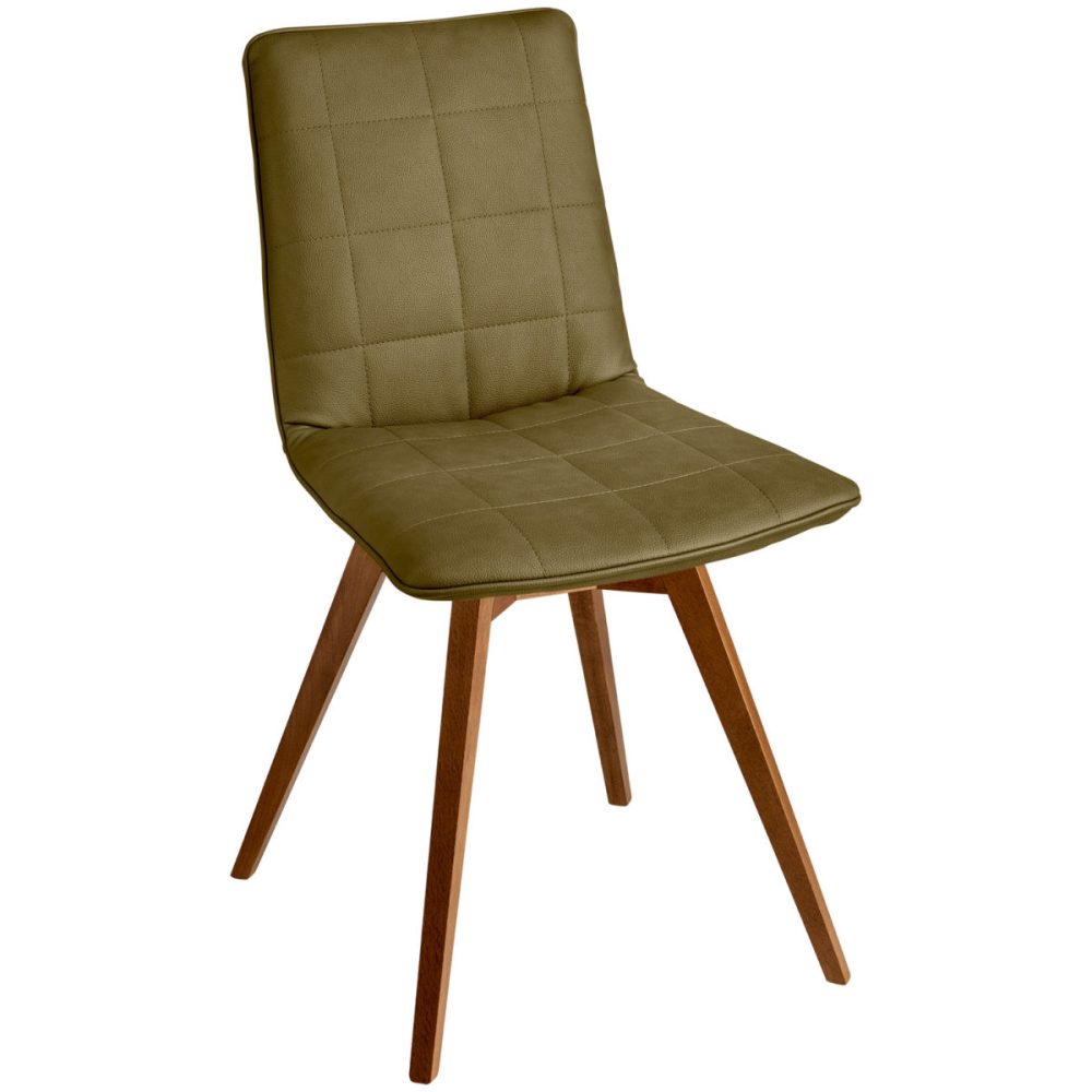 VEGA Schalenstuhl  Milaria Kunstleder, Gestell Holz; 60x51x88.5 cm (BxTxH); Sitz oliv, Gestell nussbaum; 2 Set / Pack
