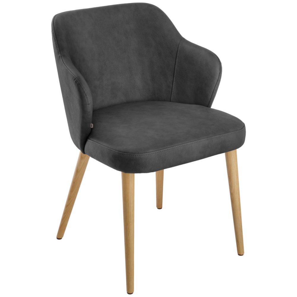 VEGA Polsterstuhl Katya Kunstleder; 55x58x81 cm (BxTxH); Sitz anthrazit, Gestell braun