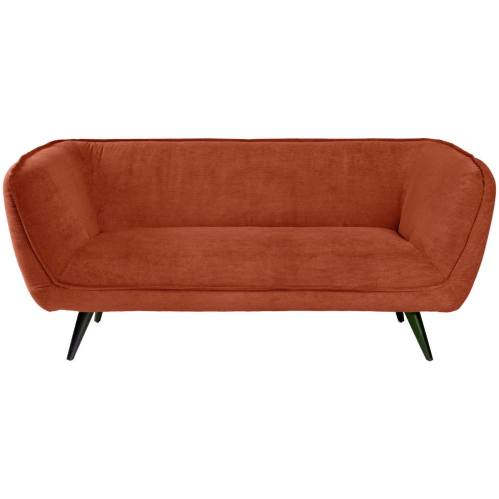 VEGA Sofa Kelso Cord, 3-Sitzer; 183x88x76 cm (BxTxH); Sitz terrakotta, Gestell schwarz