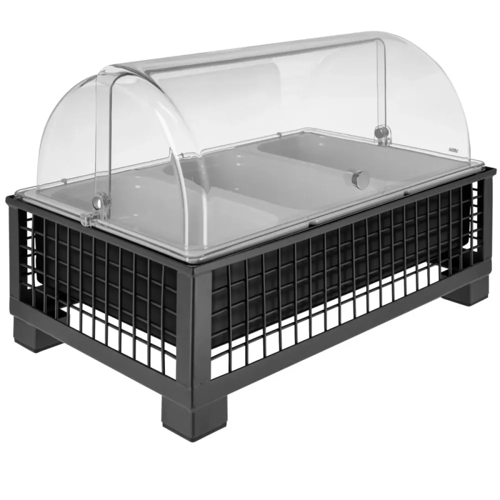 VEGA Kühlvitrine Portland 6,5 cm Melamin weiss 3 x 1/3; GN 1/1, 55.4x35.2x29.9 cm (LxBxH); anthrazit/transparent/weiss; rechteckig