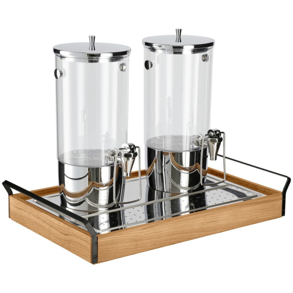 VEGA Saftspender Esino doppelt 1/1; 61.9x38.6x42 cm (LxBxH); eiche/schwarz/edelstahl