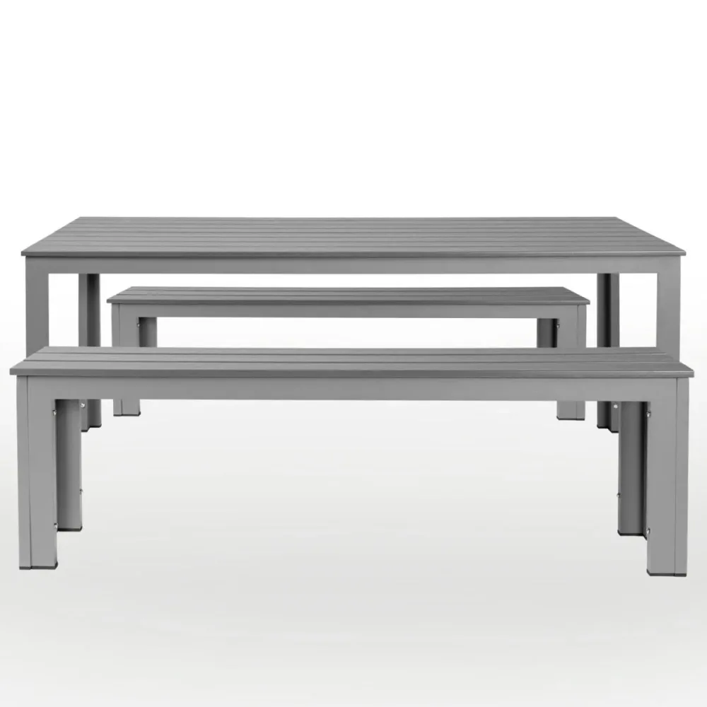 PULSIVA Outdoor-Sitzgruppe Lamero 3-teilig mit Sitzbank; grau/anthrazit