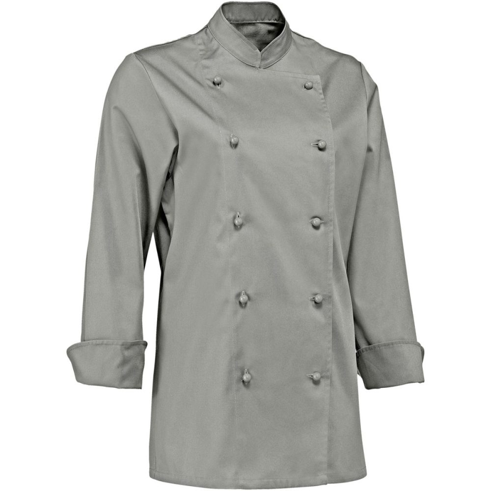 PULSIVA Damenkochjacke Pauline Langarm; Kleidergrösse 44; hellgrau