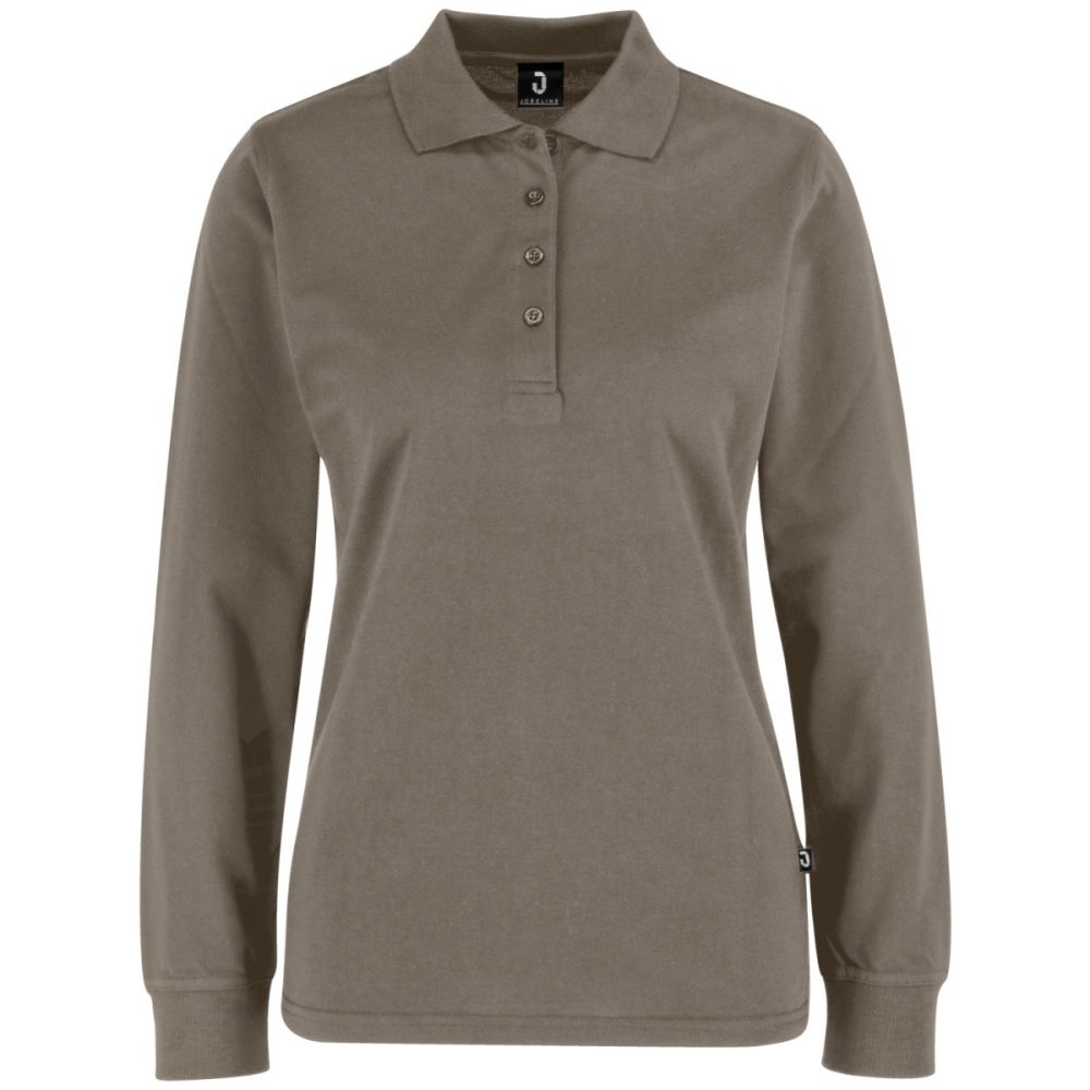 JOBELINE Damen Poloshirt Fly Langarm; Kleidergrösse XS; taupe