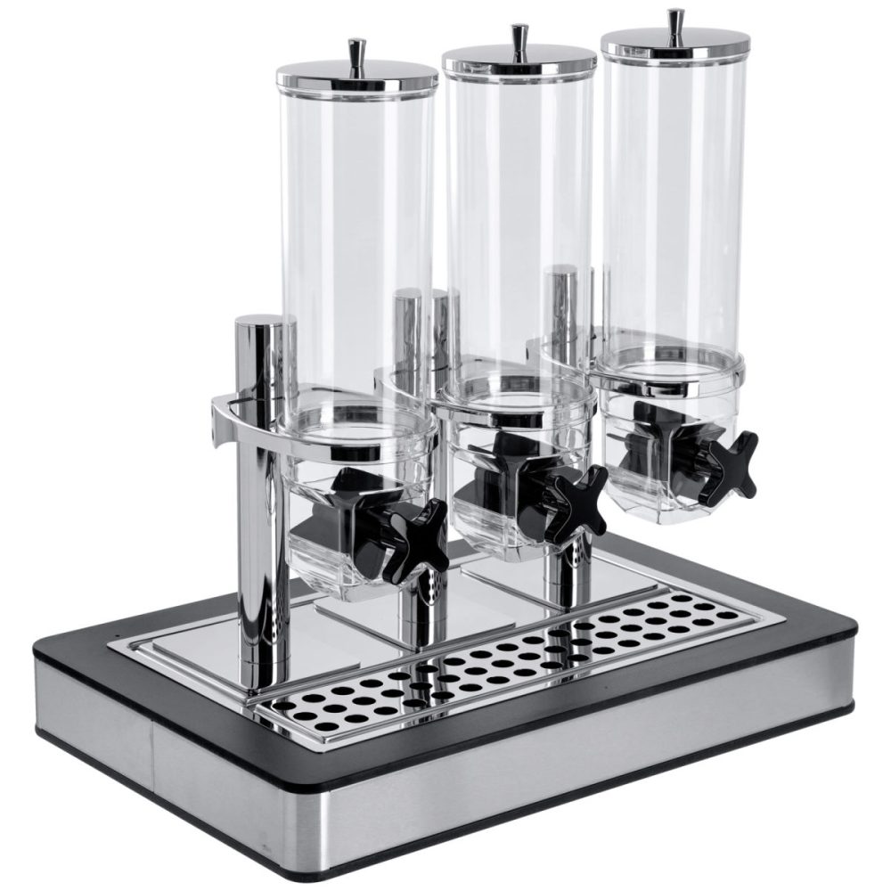 VEGA Müslispender Fundale dreifach, GN 1/1, Edelstahl; GN 1/1, 63x42.5x64.7 cm (LxBxH); edelstahl/anthrazit/transparent/silber; rechteckig