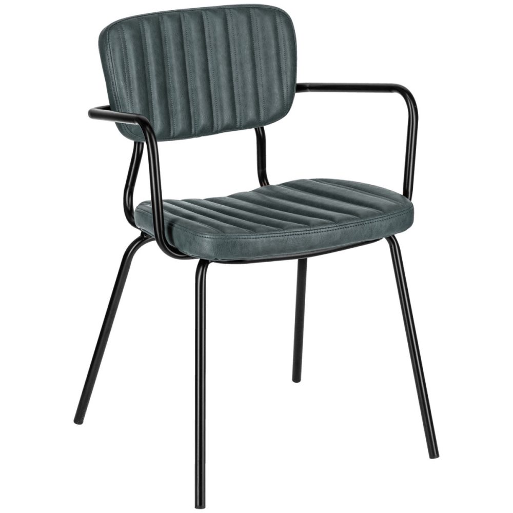 VEGA Armlehnstuhl Tolo; 55x53x81 cm (BxTxH); Sitz rauchblau, Gestell schwarz; 2 Stück / Pack