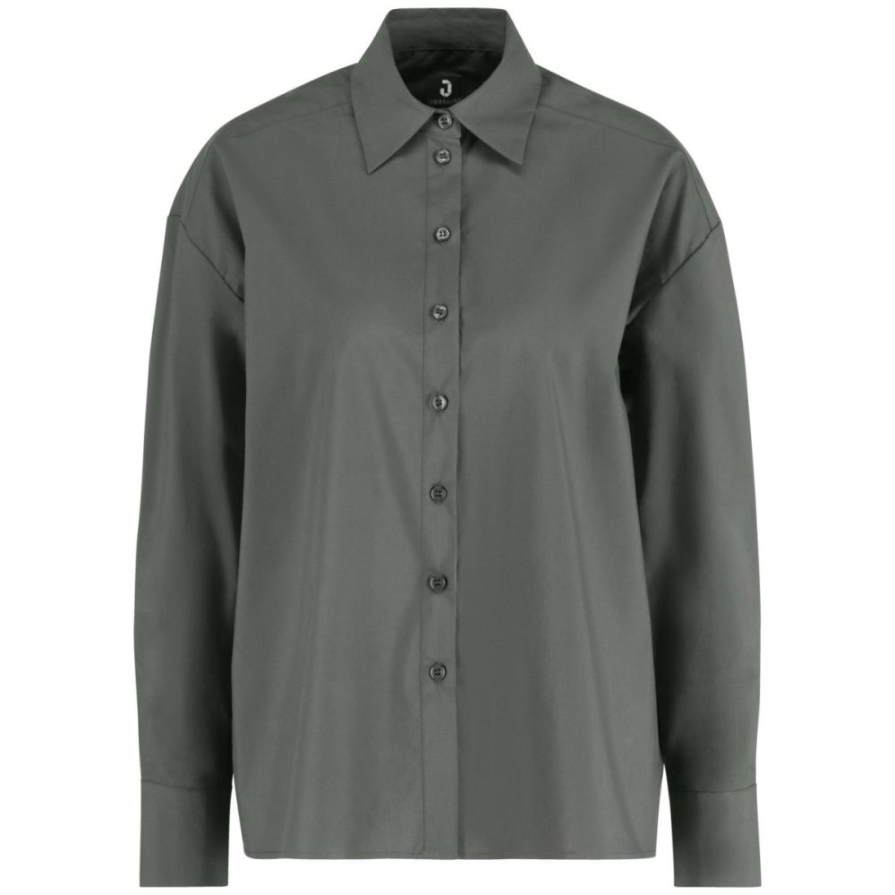 JOBELINE Damen Bluse Porter Langarm, Oversize Fit; Kleidergrösse XS; dunkelgrau