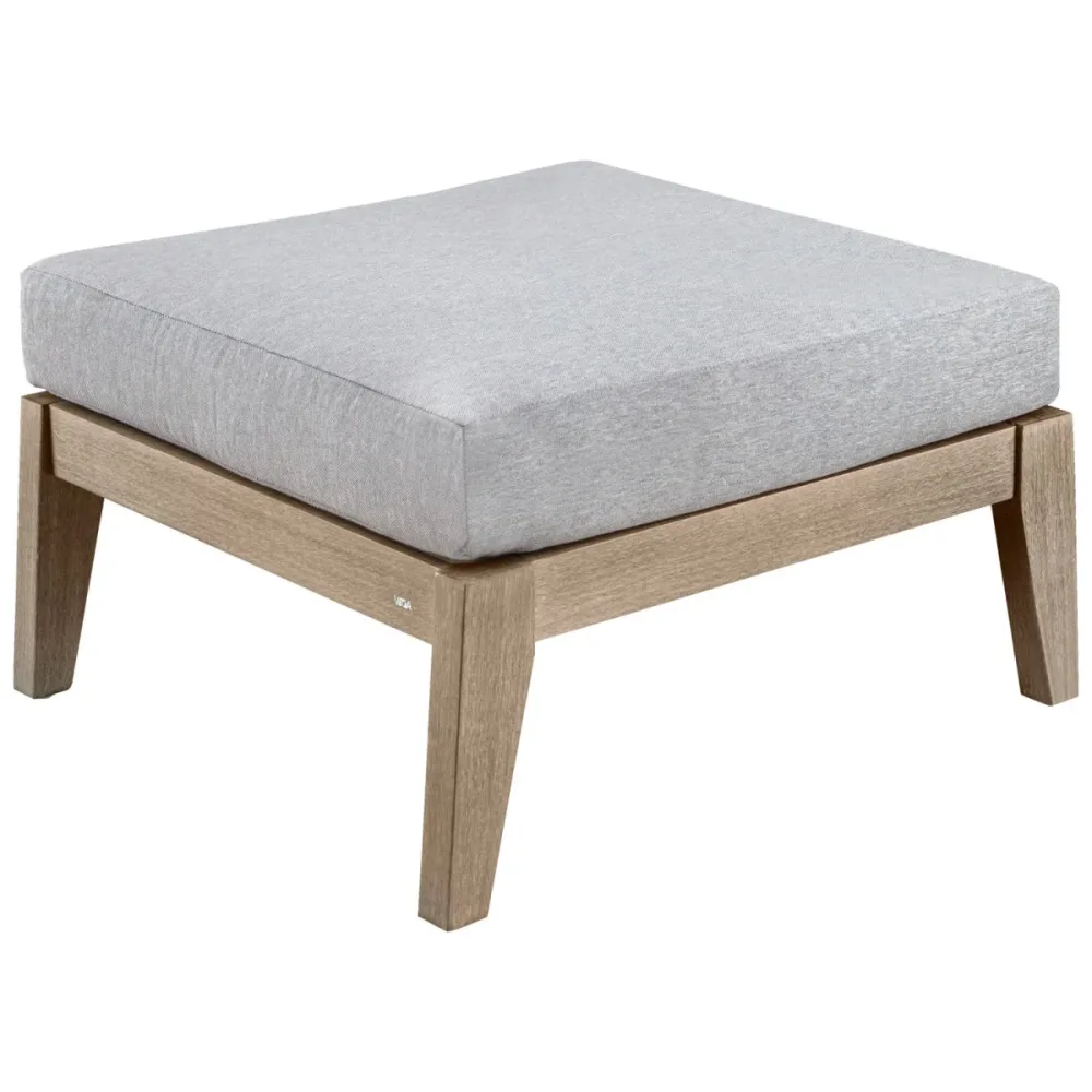 VEGA Outdoor Hocker Ventura; 60x60x37.5 cm (BxLxH); Sitz hellgrau, Gestell braun; quadratisch