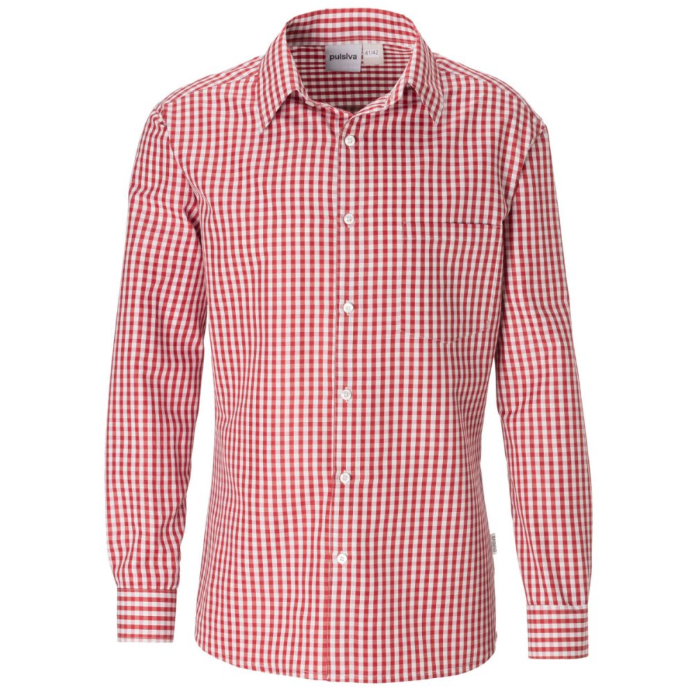 PULSIVA Herrenhemd Tom; Kleidergrösse 45/46; rot/weiss