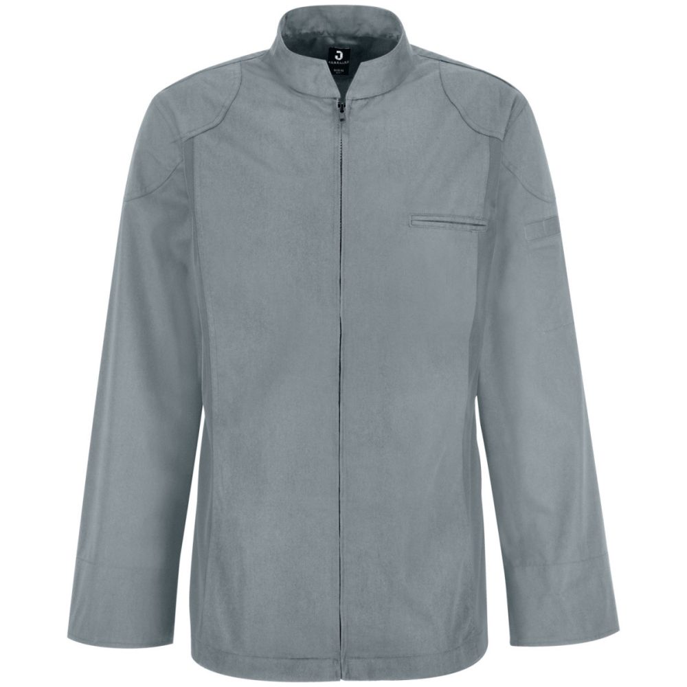 JOBELINE Herren Kochjacke Racer Langarm; Kleidergrösse 66; grau