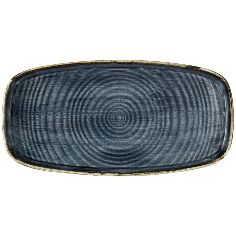 Churchill Servierplatte Stonecast Blueberry mit erhöhtem Rand; 29.5x15x2 cm (LxBxH); blau/braun; rund; 12 Stück / Pack