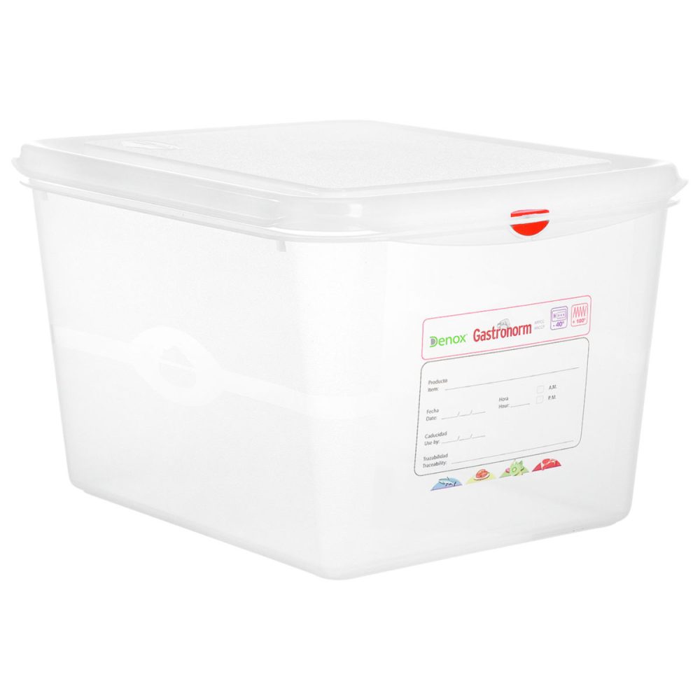 Denox GN-Kunststoffbehälter Dena 1/2; GN 1/2, 12500 ml, 32.5x26.5x20 cm (LxBxT); transparent; 6 Stück / Pack
