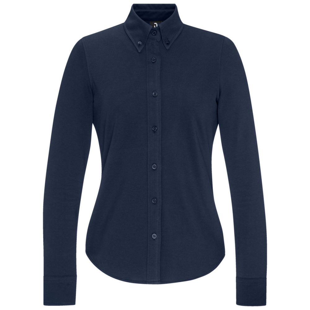 JOBELINE Damen Bluse Piqué Langarm; Kleidergrösse XS; navy