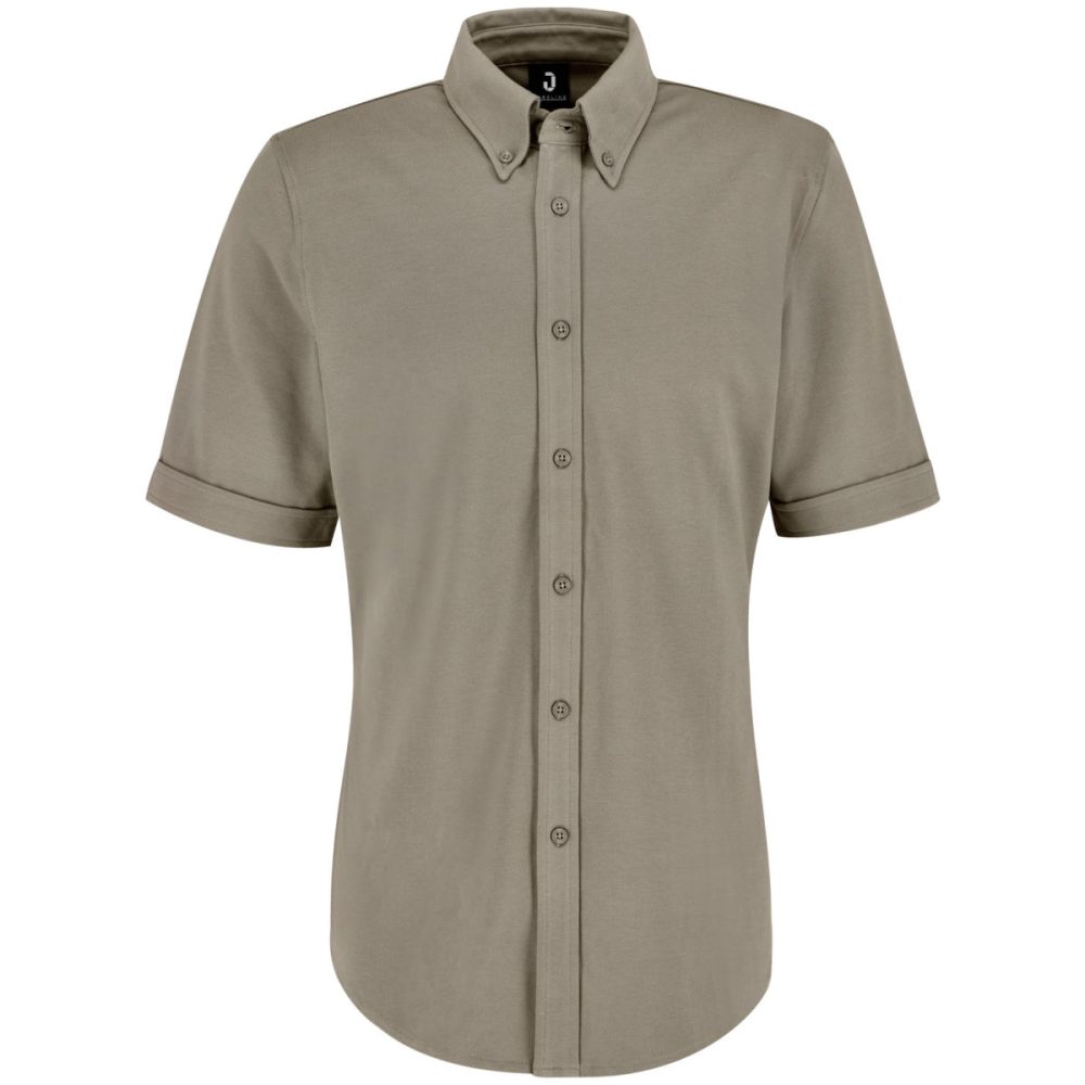 JOBELINE Herren Hemd Piqué Kurzarm; Kleidergrösse S; taupe