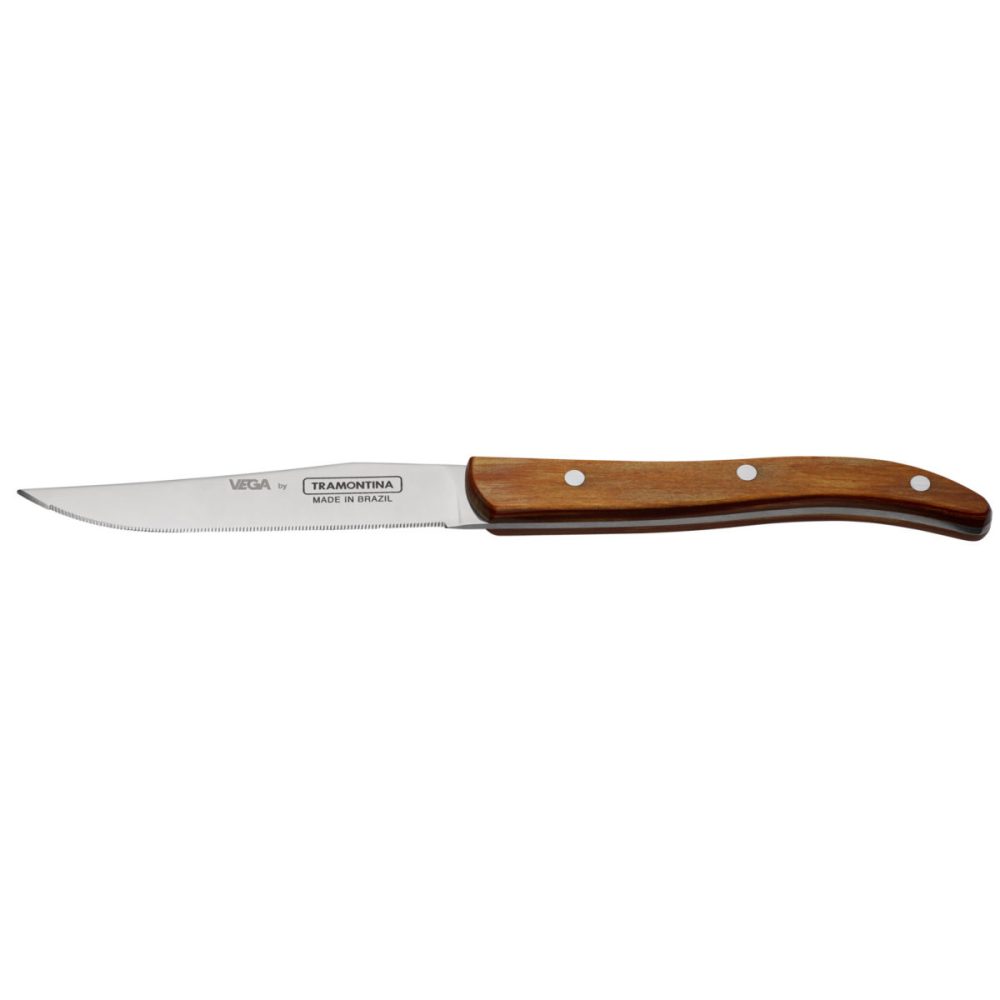 VEGA Laguiole-Messer Picanha mit durchgehender Klinge; 22.5 cm (L); silber, Griff hellbraun; 6 Stück / Pack