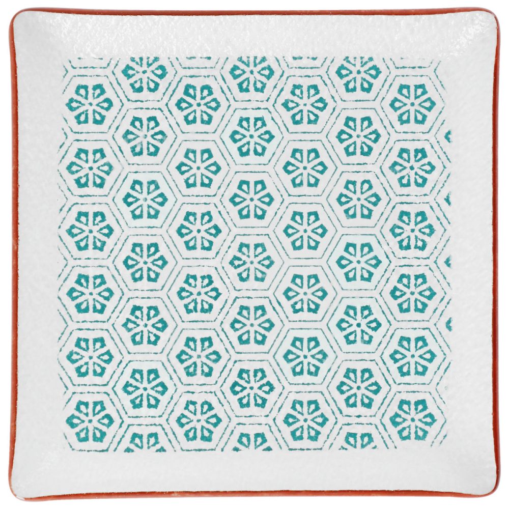 VEGA Glasplatte Isalie; 20x20 cm (LxB); weiss/türkis; quadratisch; 6 Stück / Pack