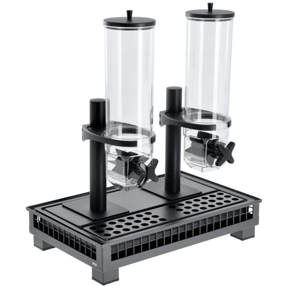 VEGA Müslispender Portland doppelt 1/1; GN 1/1, 55.4x35.2x53 cm (LxBxH); anthrazit/transparent/schwarz; rechteckig