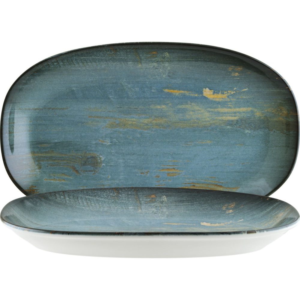 Bonna Platte Madera Mint oval; 24x14 cm (LxB); türkis/braun/schwarz; oval; 12 Stück / Pack