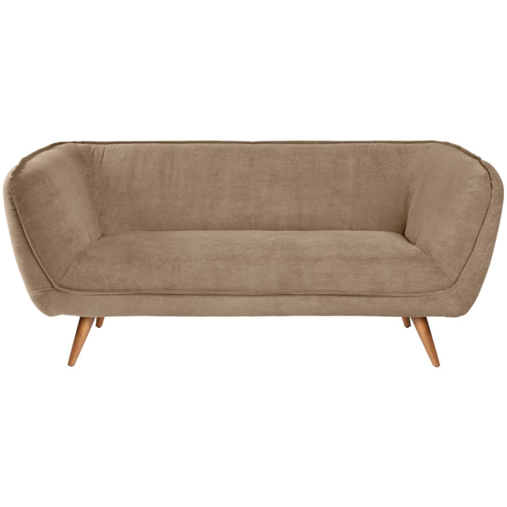 VEGA Sofa Kelso Cord, 3-Sitzer; 183x88x76 cm (BxTxH); Sitz taupe, Gestell buche