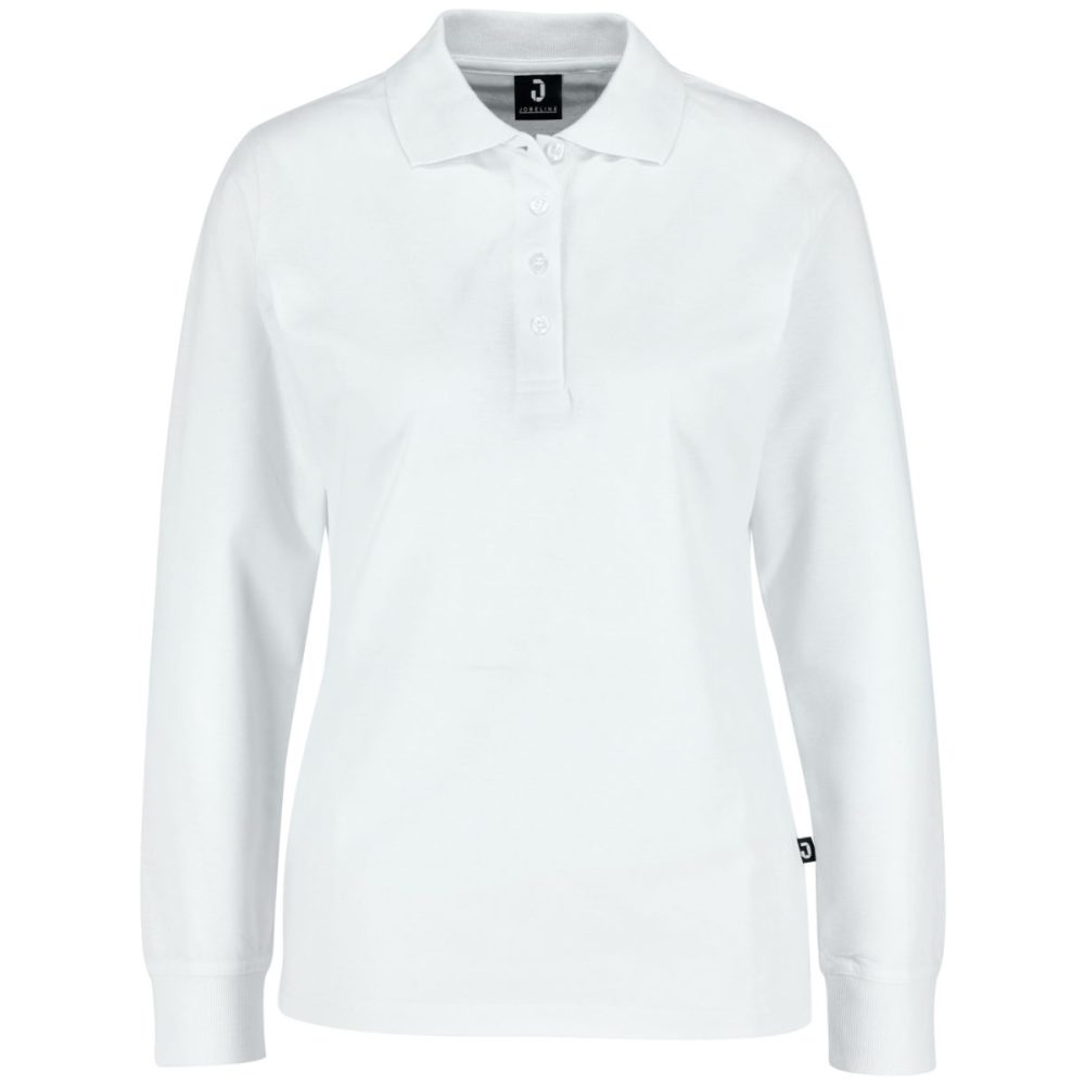 JOBELINE Damen Poloshirt Fly Langarm; Kleidergrösse S; weiss