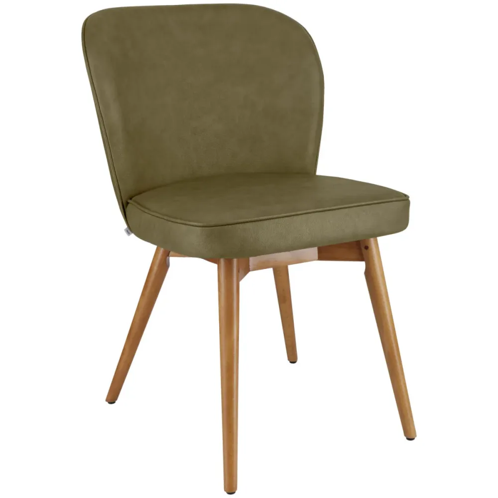 VEGA Polsterstuhl Lian Kunstleder; 56x58x86 cm (BxTxH); Sitz oliv, Gestell hellbraun; 2 Stück / Pack