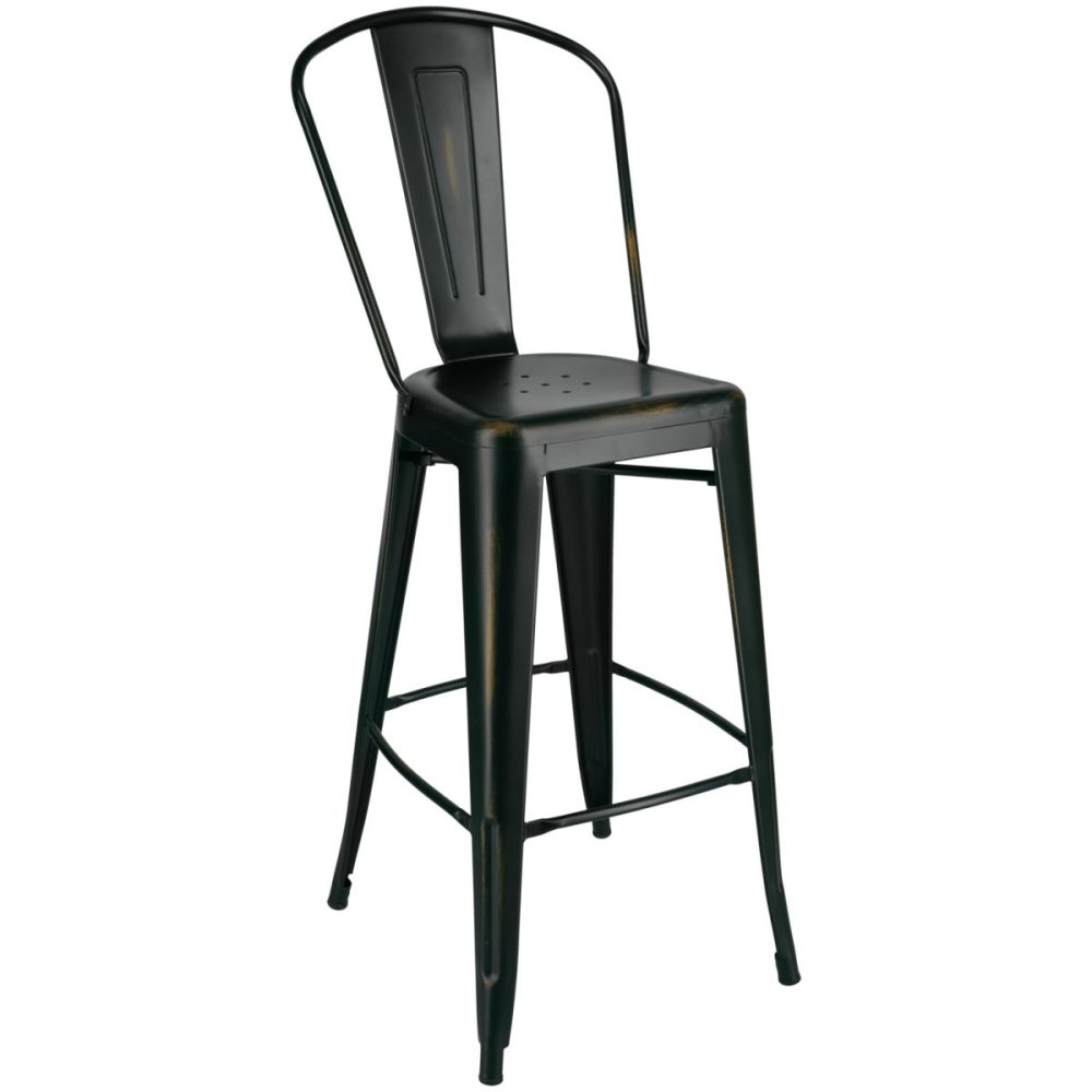 PULSIVA Barstuhl Ferano im Industriedesign; 45.5x54.5x118.4 cm (BxTxH); schwarz/bronze; 2 Stück / Pack