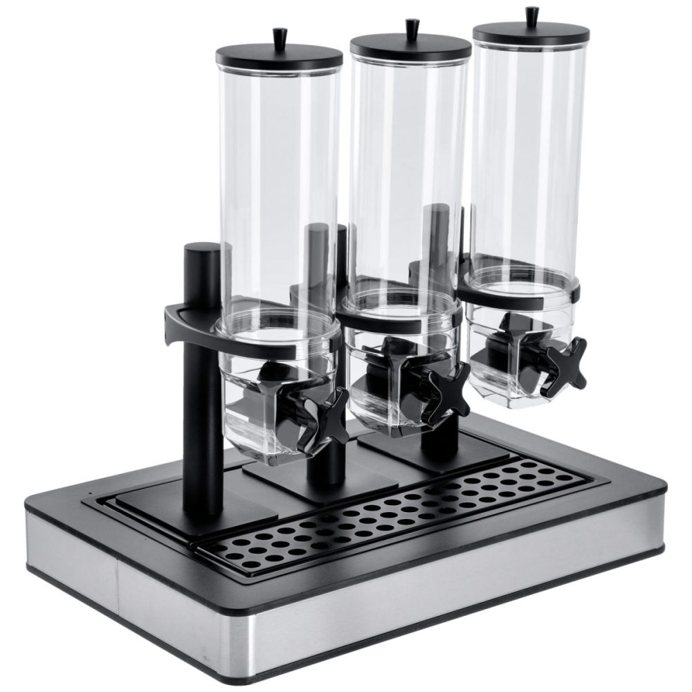 VEGA Müslispender Fundale dreifach, GN 1/1, Edelstahl; GN 1/1, 63x42.5x64.7 cm (LxBxH); edelstahl/anthrazit/transparent/schwarz; rechteckig