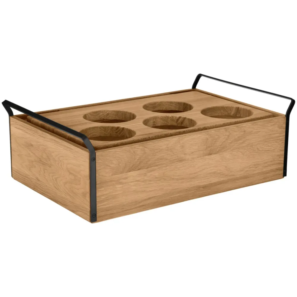 VEGA Buffet Display Esino für 5 Schalen 1/1; GN 1/1, 61.9x38.6x20.9 cm (LxBxH); eiche/schwarz; rechteckig