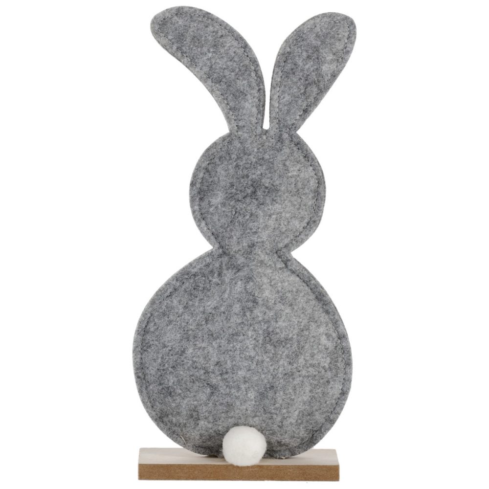Osterhasen-Aufsteller Aldo; 12x4x26 cm (LxBxH); grau/braun