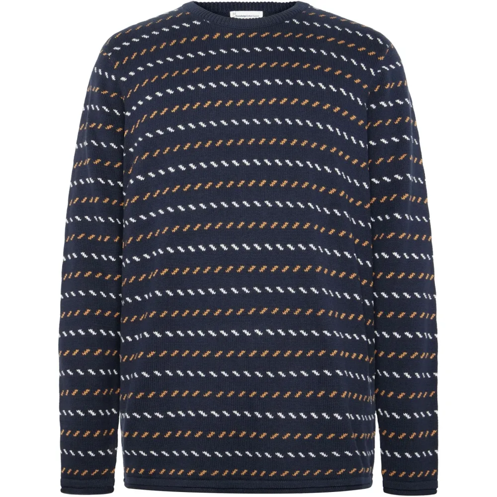KnowledgeCotton Apparel Herren Jacquard Crew Neck Knit Pullover