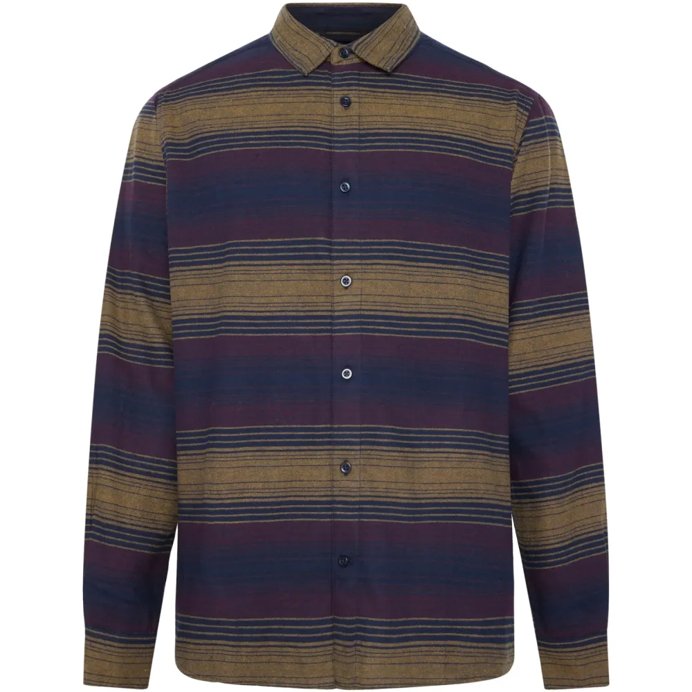 KnowledgeCotton Apparel Herren Loose Fit Striped Hemd