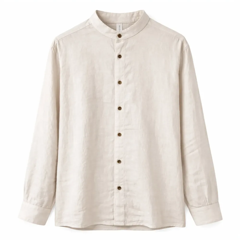 Mazine Herren Stand Collar Linen Hemd