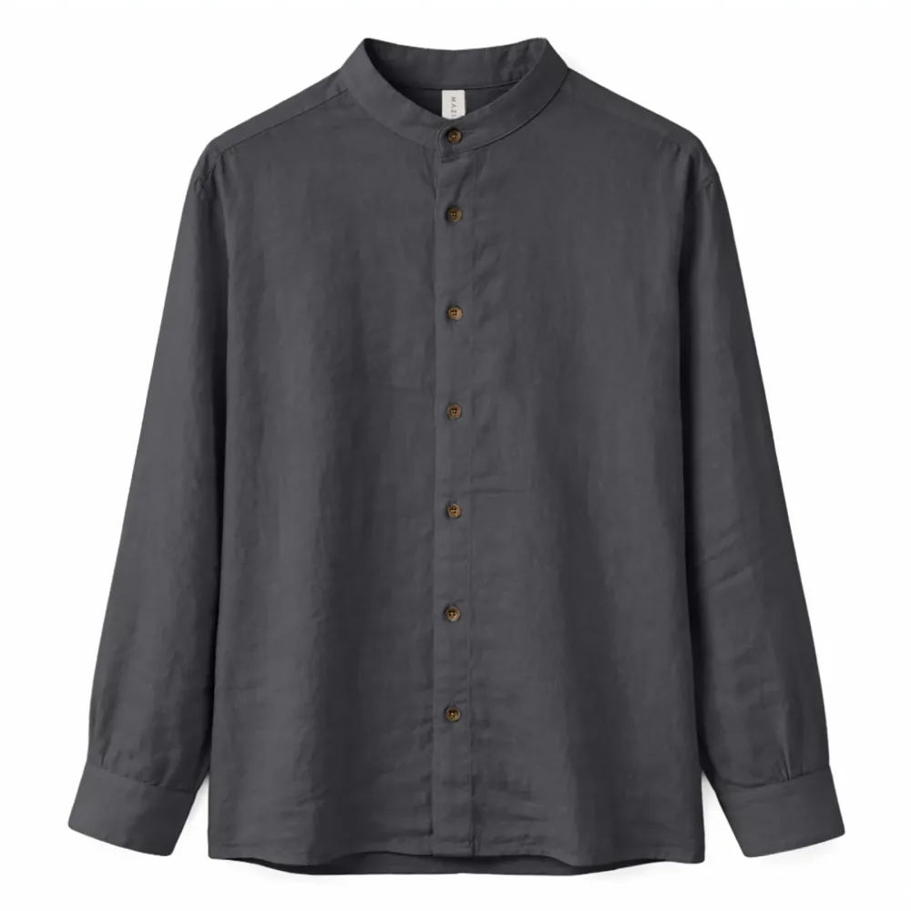 Mazine Herren Stand Collar Linen Hemd