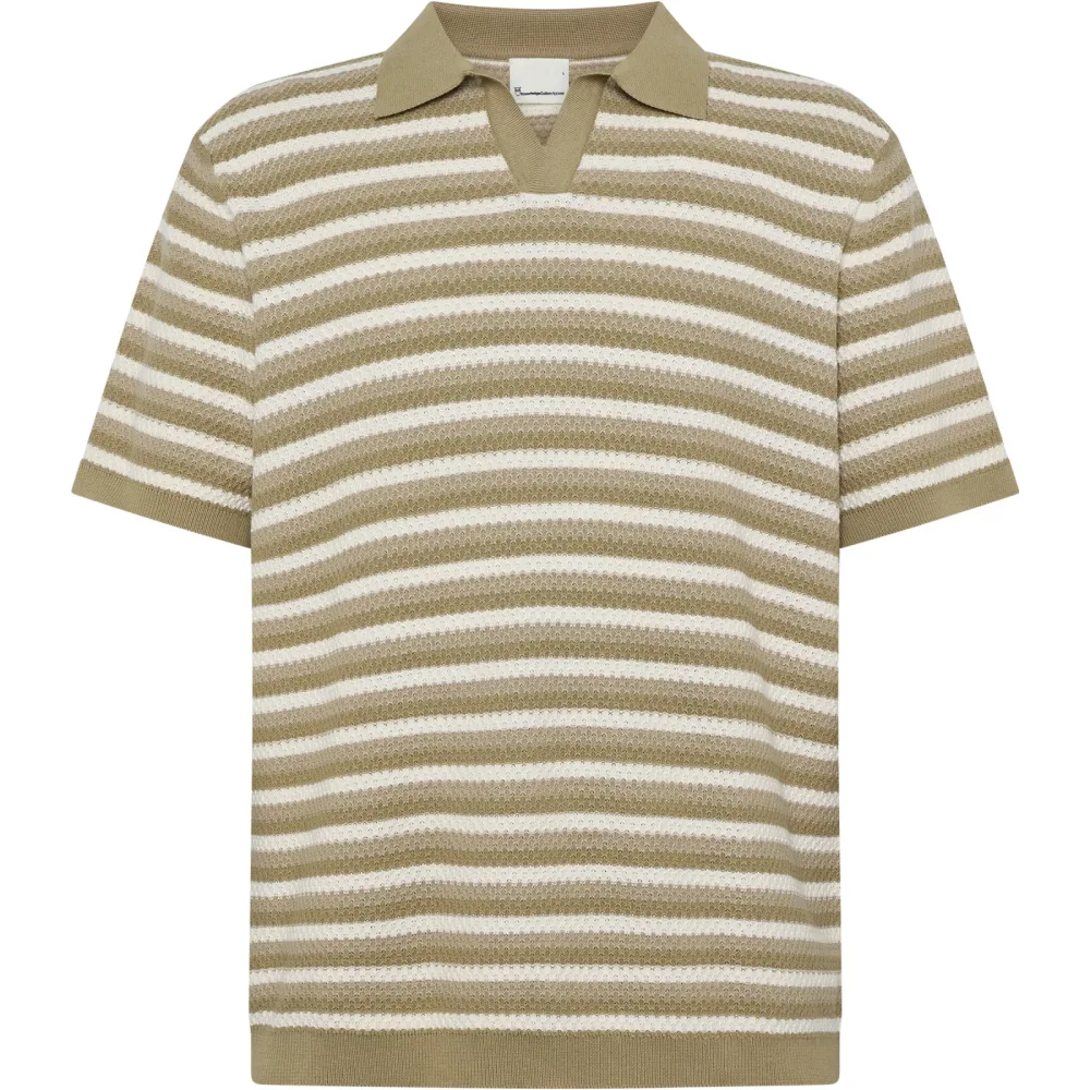 KnowledgeCotton Apparel Herren Striped Knitted Polo T-Shirt