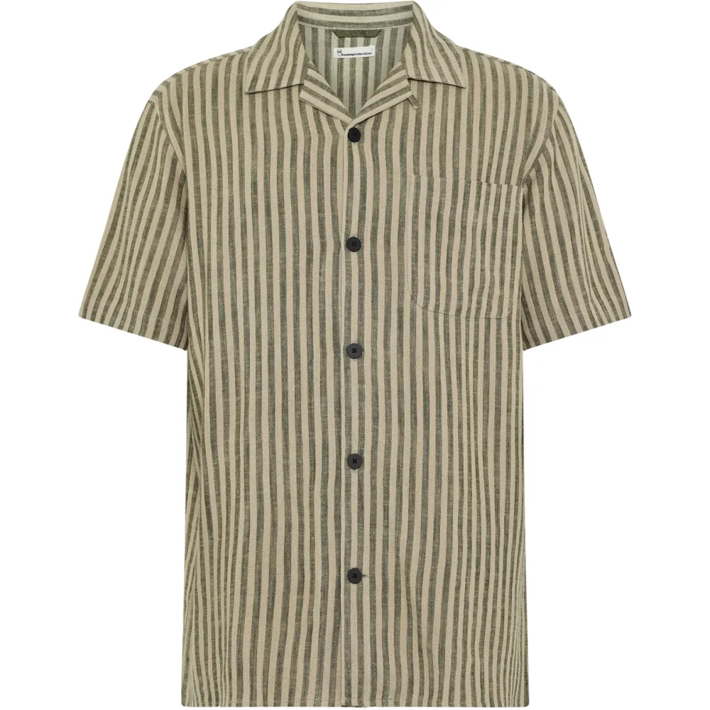 KnowledgeCotton Apparel Herren Linen-Mix Striped Hemd