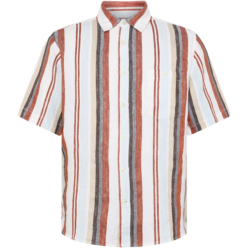 KnowledgeCotton Apparel Herren Multi Stripe Linen Hemd