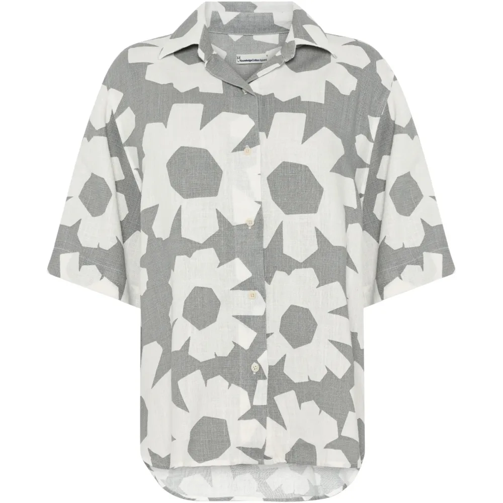 KnowledgeCotton Apparel Damen Linen-Mix Printed Bluse