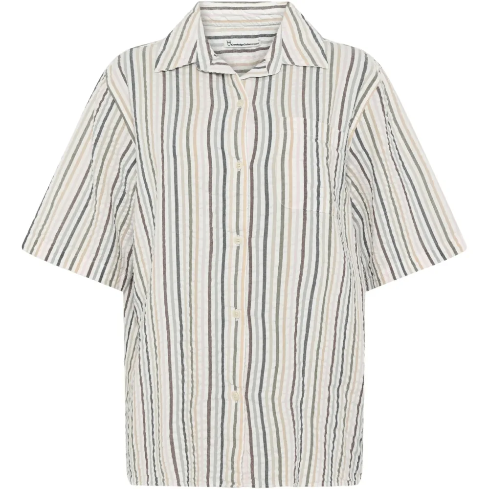 KnowledgeCotton Apparel Damen Seersucker Stripe Bluse