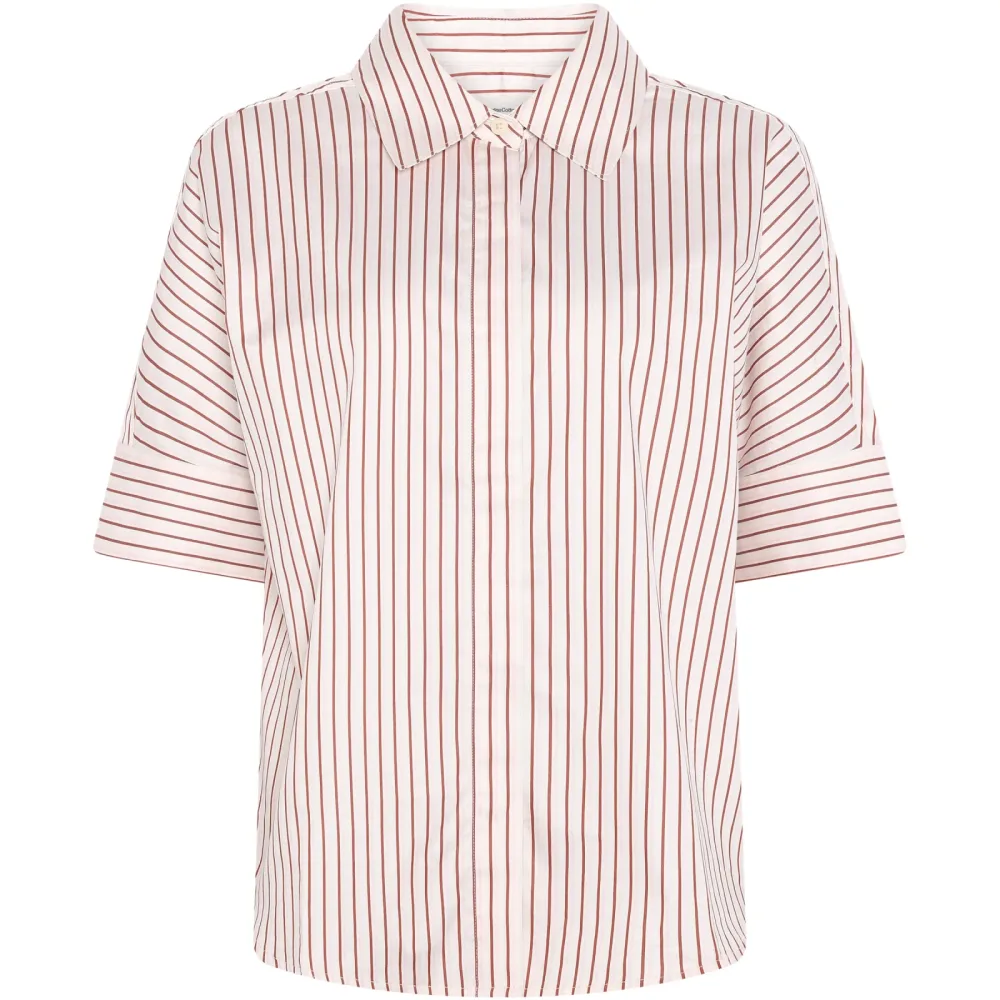 KnowledgeCotton Apparel Damen Striped Satin Bluse