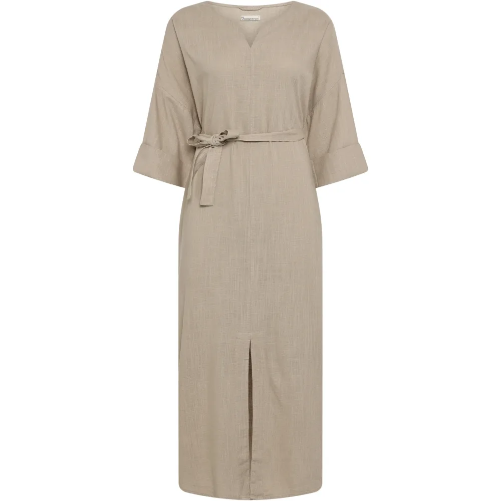 KnowledgeCotton Apparel Damen Linen-Mix V-Neck Kleid