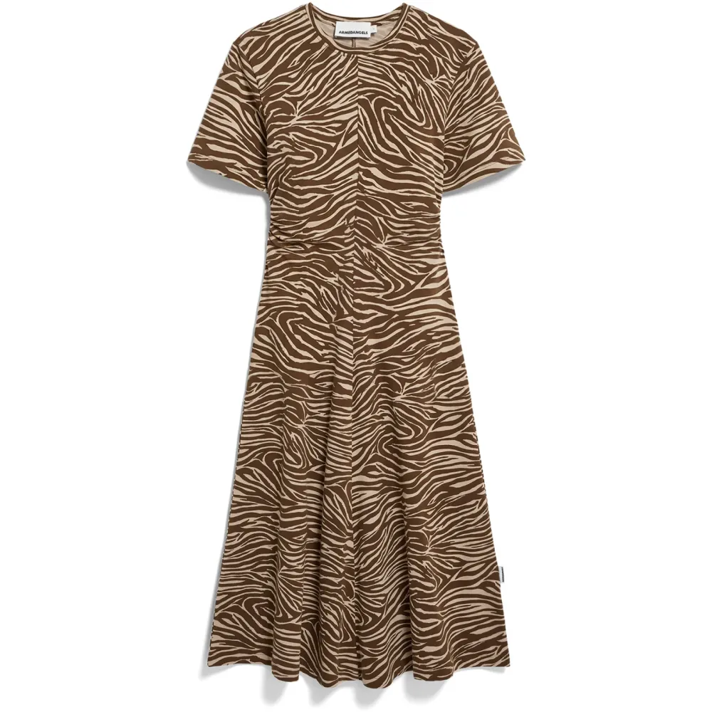 Armedangels Damen Zebra Print Jersey Midi Kleid