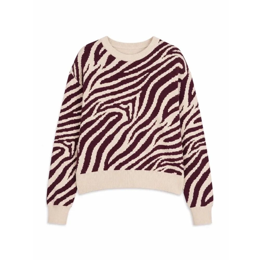 Mazine Damen Zebra Jacquard Knit Pullover